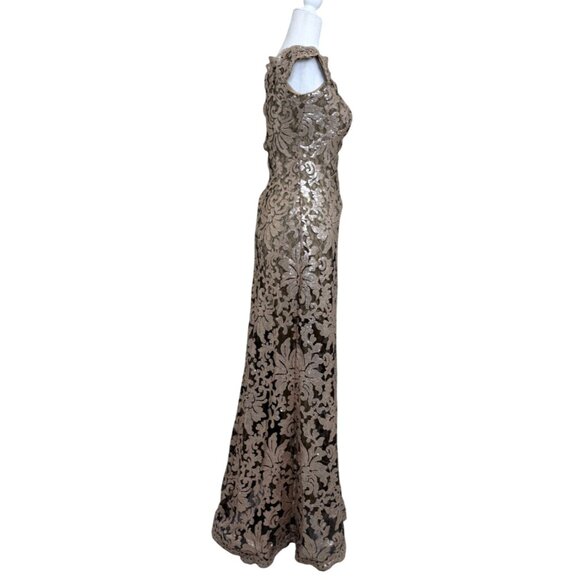 Tadashi Shoji Womens Gown Rose Gold Lace Floral Dress Full-Length Formal Size 0 - Picture 2 of 10